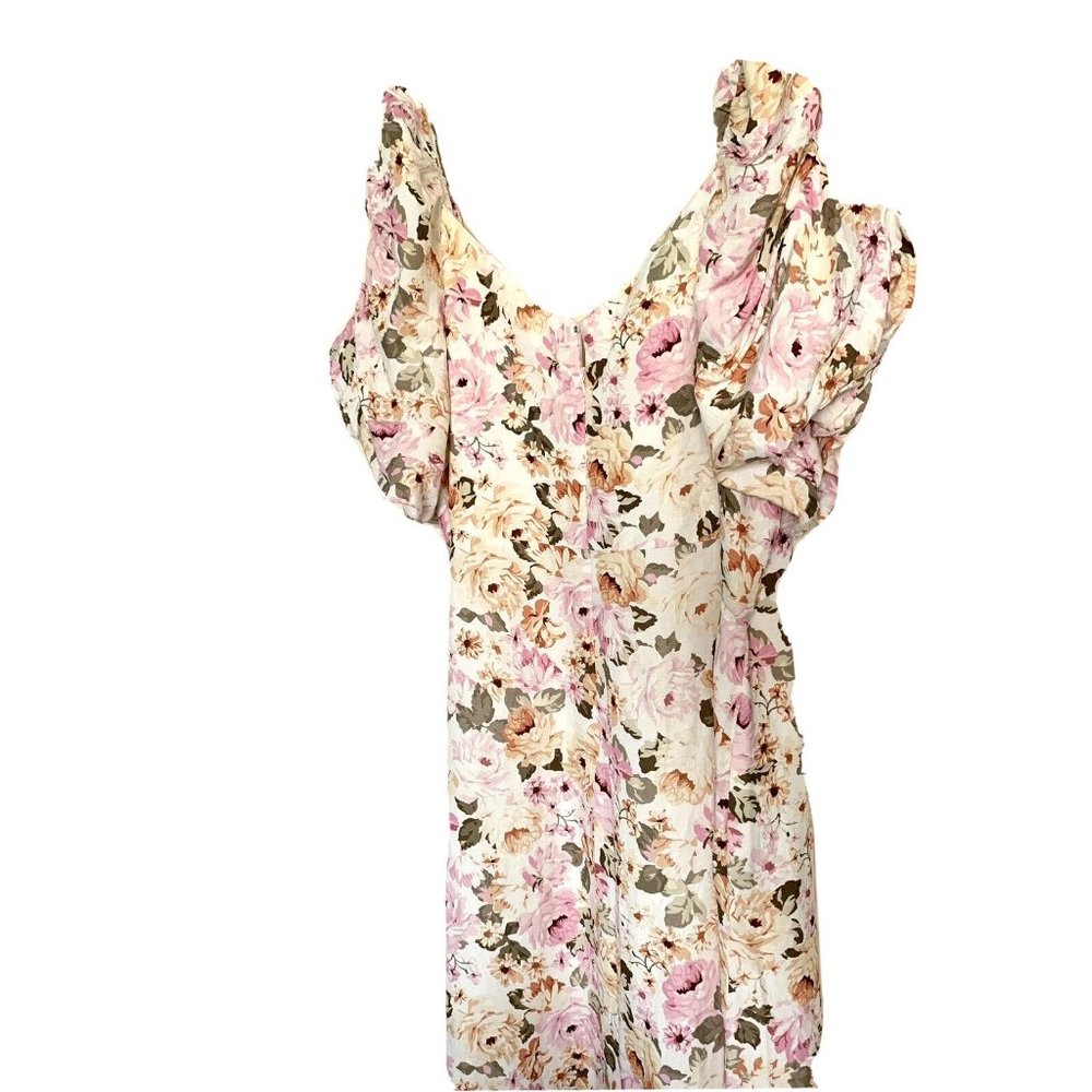 NWT Ever New Tilly Curve Twist Front Midi Dress Linen Floral Multi Print Size 22